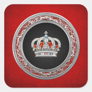 [500] Princess King-Queen Crown [Zilver] Vierkante Sticker