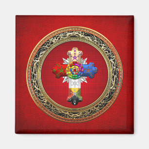 [500] Rosy Cross (Roos Croix) op Red & Gold Magneet