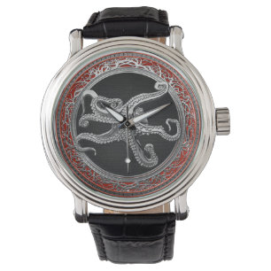 [500] Sacred Silver Octopus in Defensief Posture Horloge