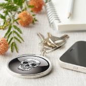 [500] Silver Human Skull. Sleutelhanger (Zijkant)