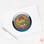[500] Tibetan Double Dorje Mandala Ronde Sticker (Envelop)