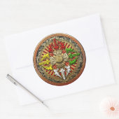 [500] Tibetan Double Dorje Mandala Ronde Sticker (Envelop)