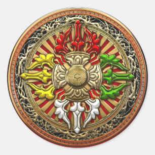 [500] Tibetan Double Dorje Mandala Ronde Sticker