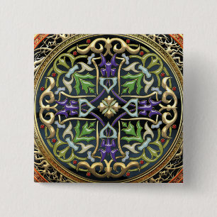 [500] Treasure Trove: Celtic Cross Vierkante Button 5,1 Cm