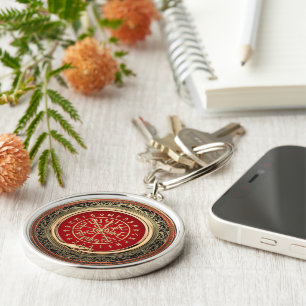 [500] Vegvisir - Viking Gold Magic Runass Sleutelhanger