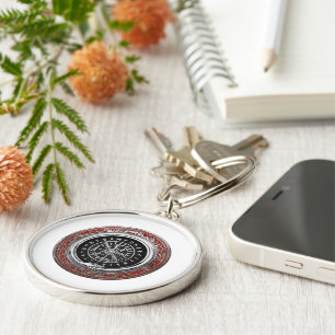[500] Vegvisir - Viking Silver Magic Runass Sleutelhanger