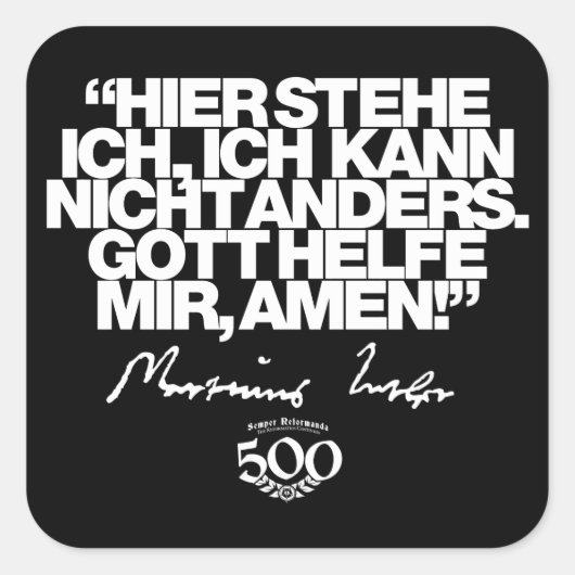 500e Jubileum Reformatie Luther Quote Sticker (Voorkant)