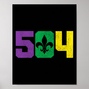 504 Area Code Pride Nola New Orleans Louisiana Mar Poster