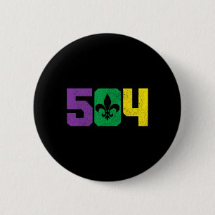 504 Area Code Pride Nola New Orleans Louisiana Mar Ronde Button 5,7 Cm