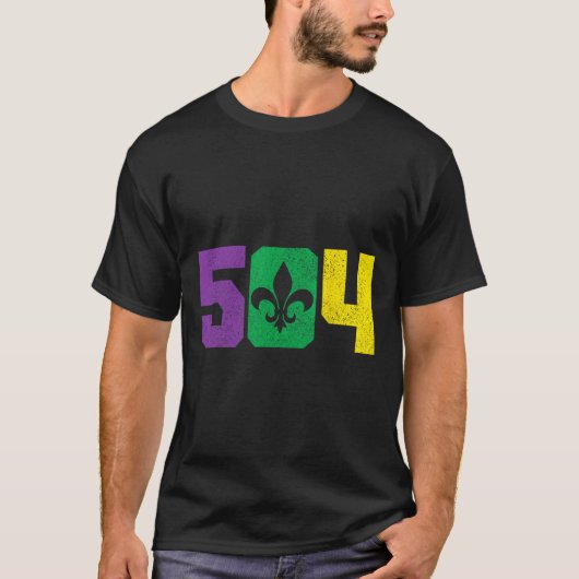 504 Area Code Pride Nola New Orleans Louisiana Mar T-shirt (Voorkant)