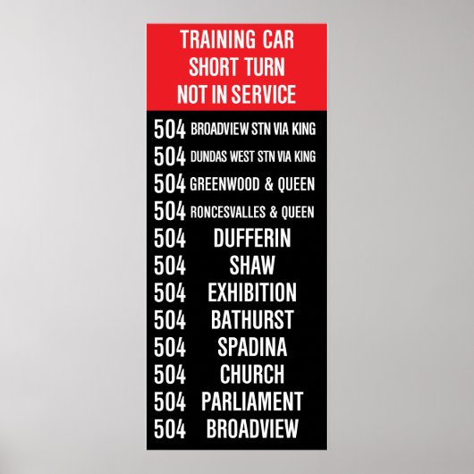 504 KING Replica Rollsign (CLRV) Poster (Voorkant)