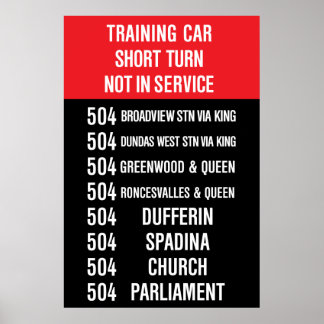 504 KING streetcar rollsign - CLRV/ALRV Poster