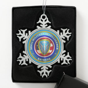 504e brigade van de militaire inlichtingendienst tin sneeuwvlok ornament