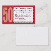 $50,00 Outre du carte de visite de bon (Devant / Derrière)