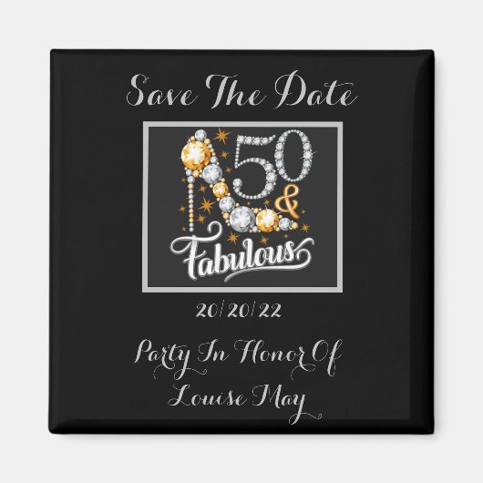 50 Aankomst Fabulous Elegant Opslaan Datum Magneet (Voorkant)