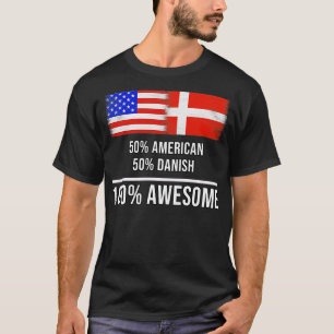 50 Amerikaans 50 Deens 100 Geweldige cadeau voor D T-shirt