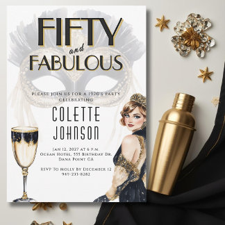 50 and Fabulous 1920s Birthday  Kaart