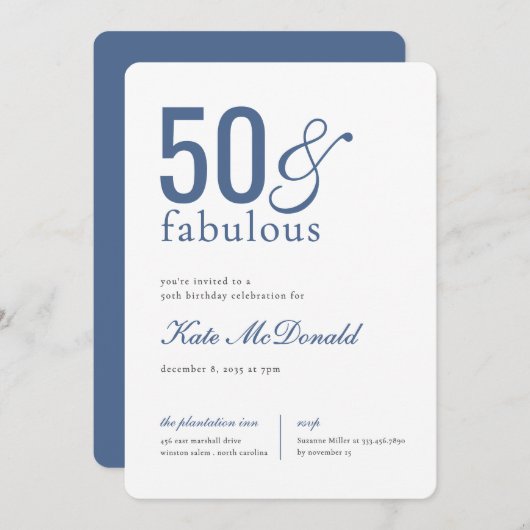 50 and Fabulous 50th Birthday Invitation (Devant / Derrière)