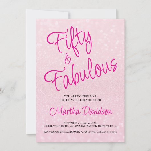 50 and Fabulous | 50th Birthday Invitation (Devant)