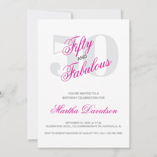 50 and Fabulous | 50th Birthday Invitation (Devant)