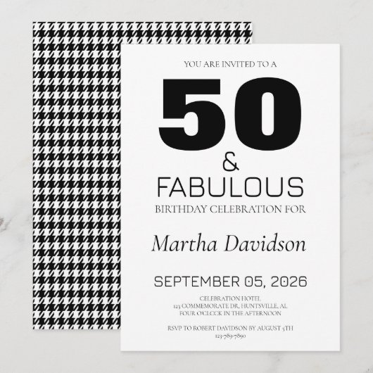 50 and Fabulous | 50th Birthday Invitation (Devant / Derrière)