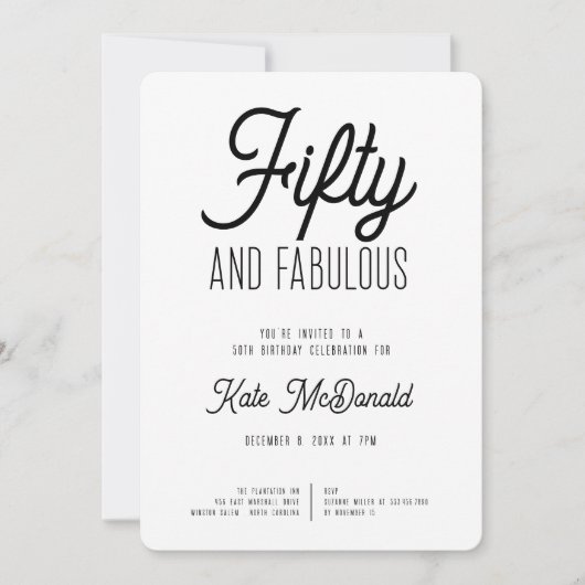 50 and Fabulous 50th Birthday Invitation (Devant)