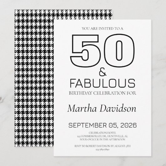 50 and Fabulous | 50th Birthday Invitation (Devant / Derrière)