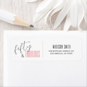 50 and Fabulous 50th Birthday Modern Script Etiket