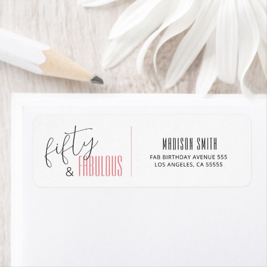 50 and Fabulous 50th Birthday Modern Script Etiket (Insitu)