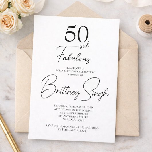 50 and Fabulous | 50th Birthday Party Invitation