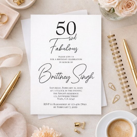 50 and Fabulous | 50th Birthday Party Invitation