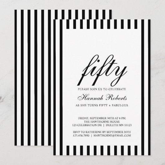 50 and Fabulous | 50th Birthday Party Invitation (Devant / Derrière)