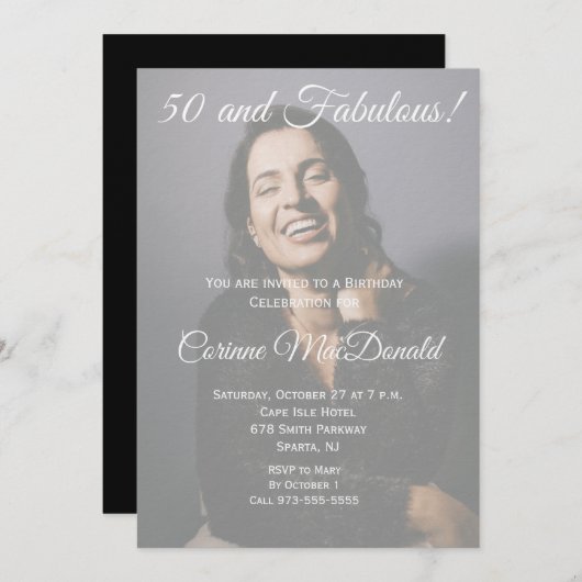 50 and Fabulous Birthday Party Invitation (Devant / Derrière)