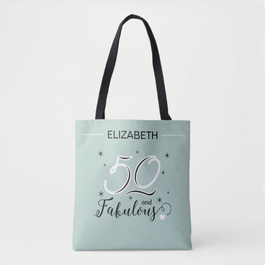 50 and Fabulous Birthday Personalized Name Modern Draagtas (Voorkant)