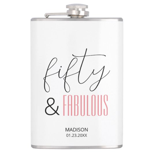 50 and Fabulous Custom 50th Birthday Modern Script Heupfles (Voorkant)