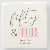 50 and Fabulous Custom 50th Birthday Modern Script Stenen Onderzetter (Voorkant)