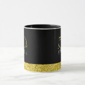 50 and Fabulous Elegant Script Zwart Goud Glitter Mok (Midden)