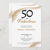 50 and Fabulous Gold 50th Birthday Invitation (Devant / Derrière)