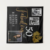 50 and Fabulous Gold Foliage 3 Foto Verjaardag Wandkleed (Voorkant (horizontaal))