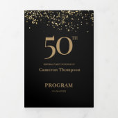 50 and fabulous Male Birthday Program with photo Drieluik Kaart (Cover)