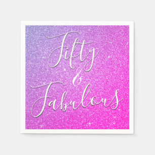 50 and Fabulous Paarse - Roze Glitter Servet