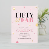 50 and Fabulous Pink Birthday Party Invitation (Debout devant)