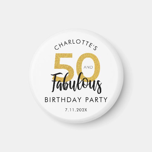 50 and Fabulous Script 50th Birthday Keepsake Magneet (Voorkant)