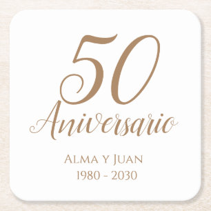 50 Aniversario Spaans Jubileum Papier Onderzetter