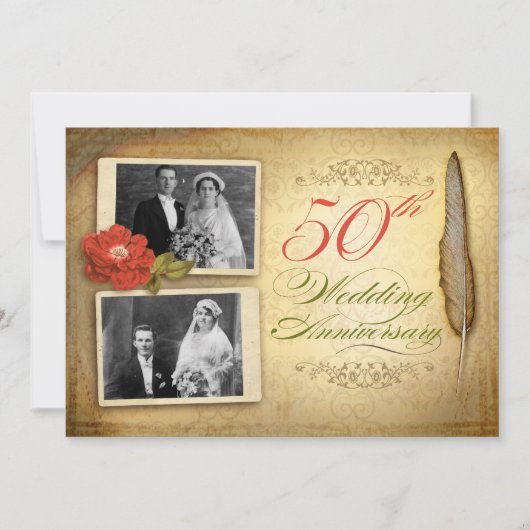 50 anniversaire mariage deux photos invitations vi (Devant)
