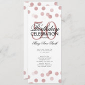 50 Anniversaire Programme Rose Gold Confetti Menu (Devant / Derrière)