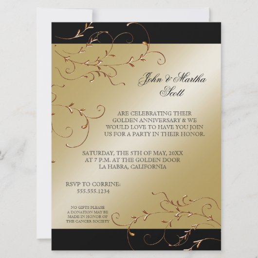 50 ans, 50e anniversaire Invitation (Devant)