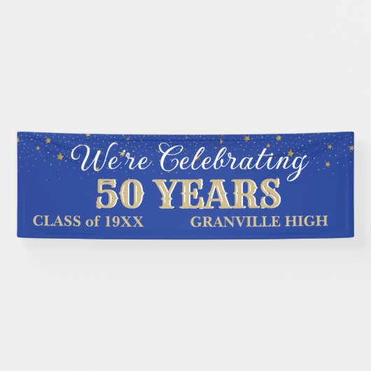 50 Ans ! Bannière de réunion de classe 8 pieds PER (Horizontal)
