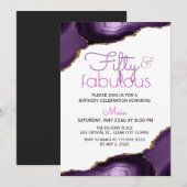 50 ans et Fabuleux Invitation Blanche Agate Violet (Devant / Derrière)