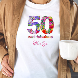 50 ans et fabuleux t-shirt design floral